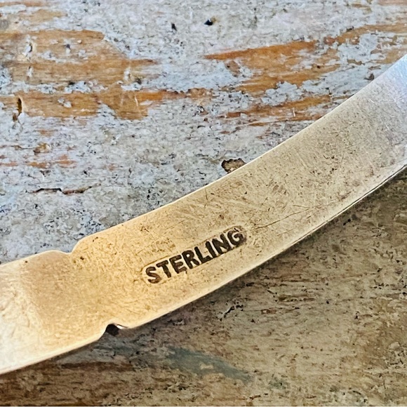 ♥️ Native American ♥️ Vintage Sterling Silver & Turquoise Stacker Cuff - Picture 12 of 16